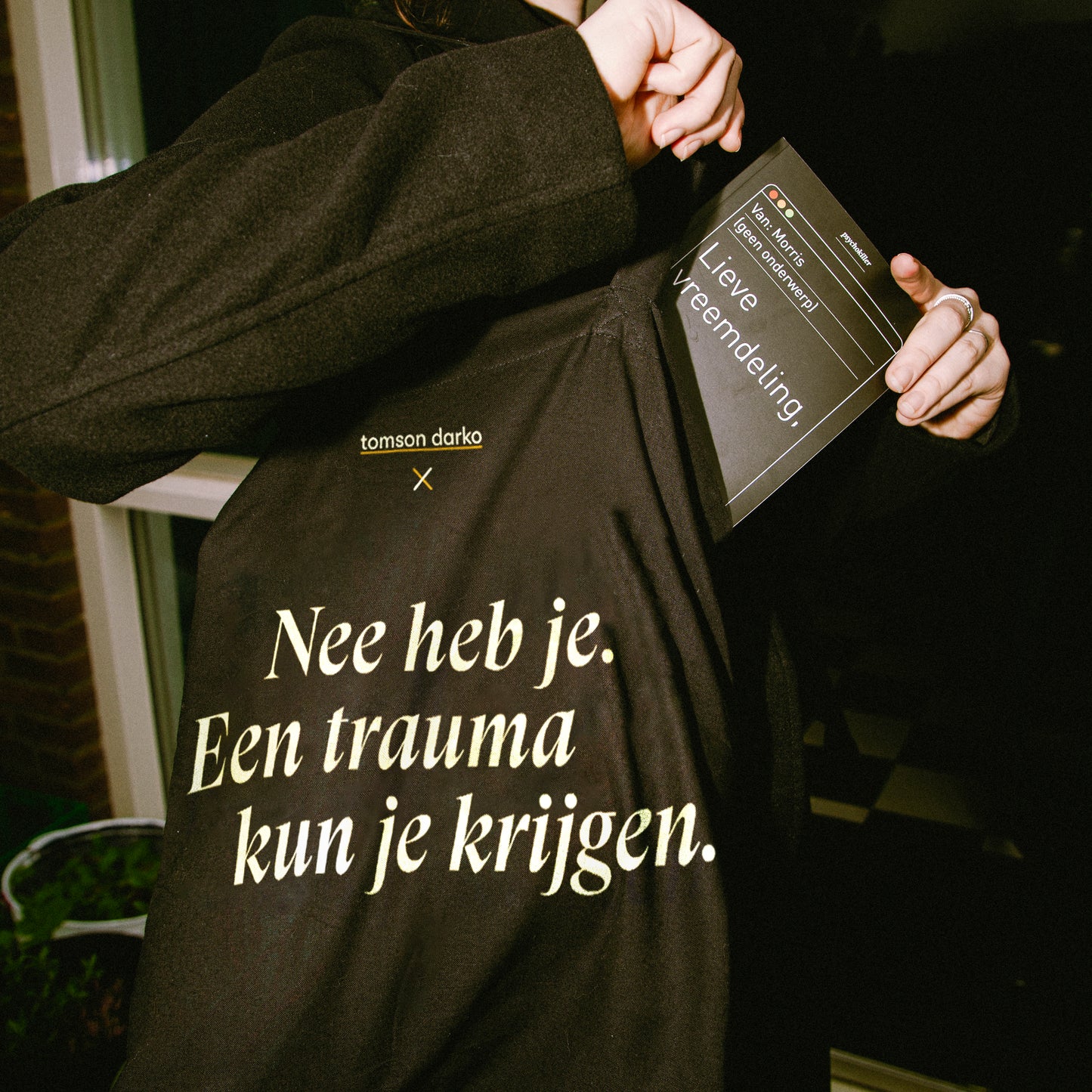 Katoenen tas Nee heb je. Trauma kun je krijgen